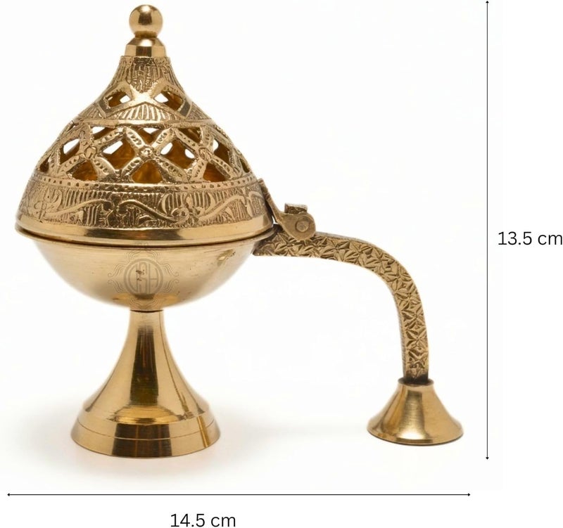 DSH Brass Dhuna Burner for Loban Traditional Dhoop Dani Sambrani Incense Dhuni Holder for Pooja, Spiritual Rituals & Home Purification - Image 4