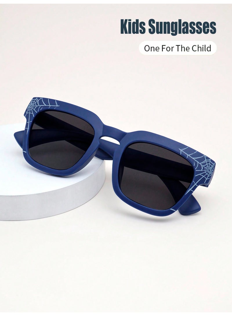 Summer Accessories 1 Pair Kids Blue Sunglasses With Cartoon Web Design, UV Protection Sun Glasses For Beach, Seaside, Holidays And Parties For Boys And Girls - Image 5
