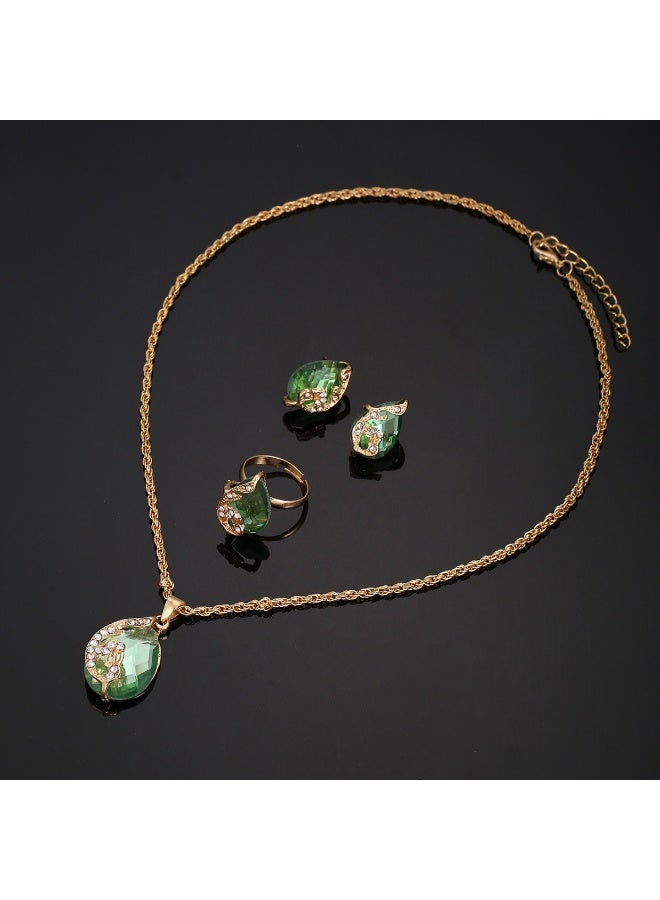 QUARTZ New Enamel Cloisonné Oval Watch Set with Earrings & Necklace& Ring - Royal Vintage Floral Elegant Jewelry Accessories for Women - Image 3