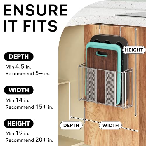 Simple Houseware Over Cabinet Door Organizer, 12.5"Wx3.75"Dx18"H, Mesh Silver - Image 3
