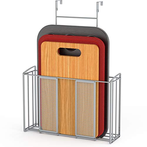 Simple Houseware Over Cabinet Door Organizer, 12.5"Wx3.75"Dx18"H, Mesh Silver - Image 1