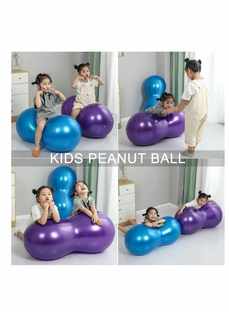 Excefore - Peanut Ball, Exercise Yoga Balance Stability Sitting Ball, Anti Burst Exercise Ball for Labor Birthing, Kids Sensory Toys, for Home & Gym Fintness, Include Pump & Yoga Strap - Image 1