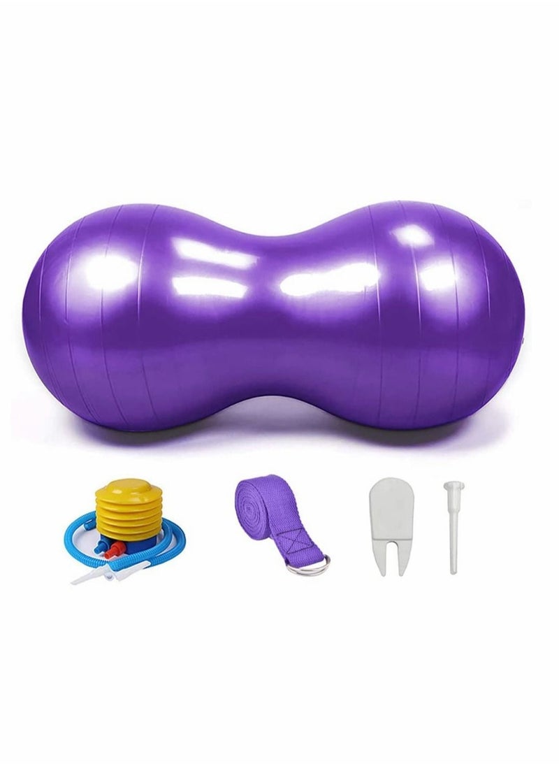 Excefore - Peanut Ball, Exercise Yoga Balance Stability Sitting Ball, Anti Burst Exercise Ball for Labor Birthing, Kids Sensory Toys, for Home & Gym Fintness, Include Pump & Yoga Strap - Image 1
