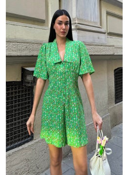 For You Moda Natural Viscose Patterned Green Jumpsuit  - Image 2