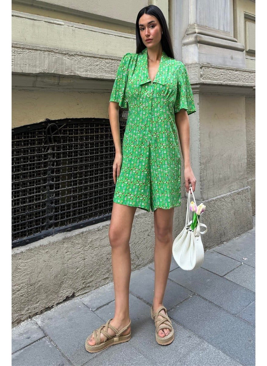 For You Moda Natural Viscose Patterned Green Jumpsuit  - Image 5
