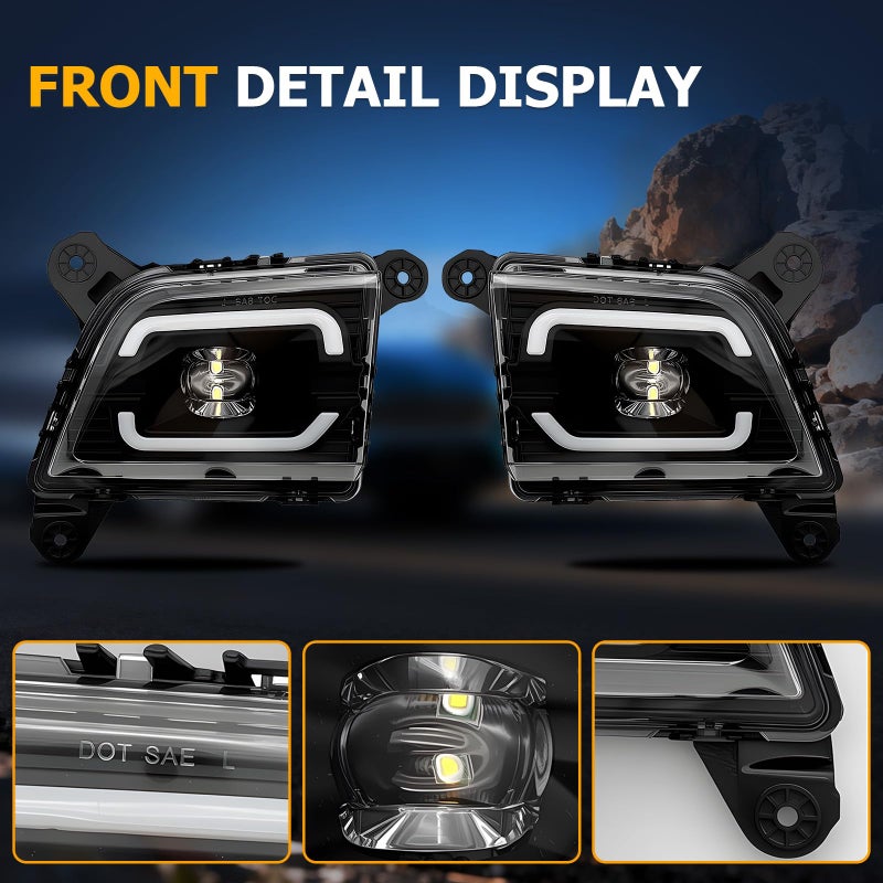 Shocklight LED with DRL Fog Lights Compatible with 2019 2020 2021 2022 2023 Chevrolet Silverado 1500 2500HD 3500HD, Chevy Front Bumper Driving Fog Lights with Switch and Wiring Set - Image 3