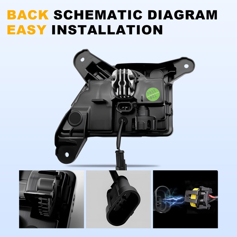Shocklight LED with DRL Fog Lights Compatible with 2019 2020 2021 2022 2023 Chevrolet Silverado 1500 2500HD 3500HD, Chevy Front Bumper Driving Fog Lights with Switch and Wiring Set - Image 5