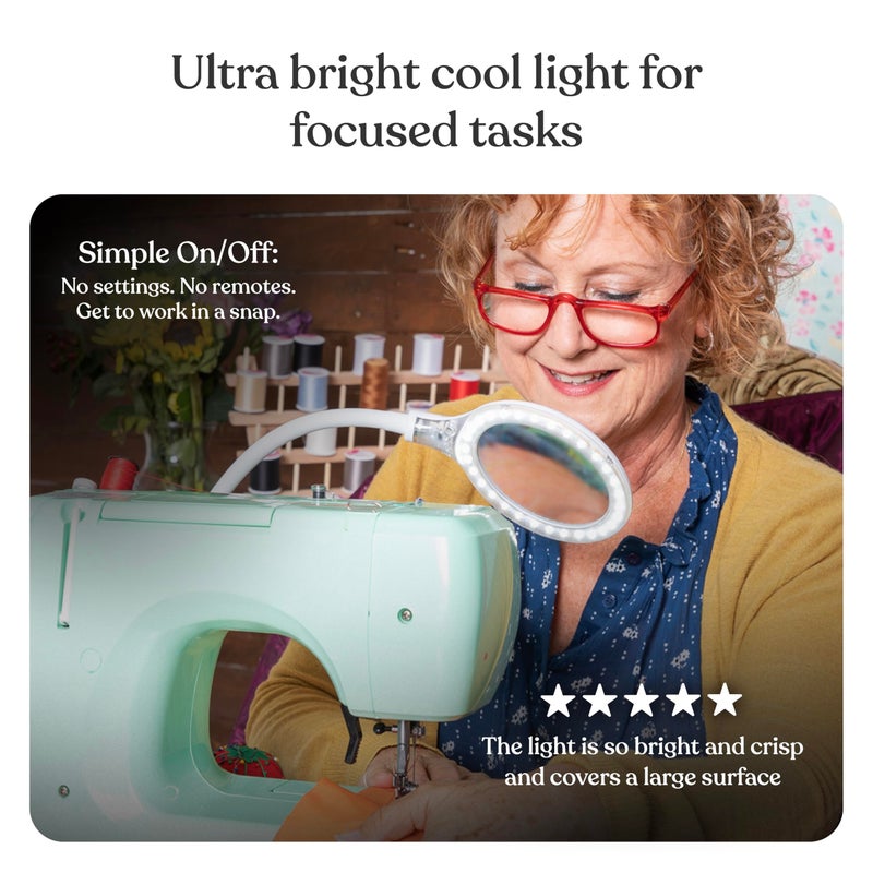 Brightech LightView Pro Flex 2 in 1 Magnifying Desk Lamp, 2.25x Light Magnifier, Adjustable Magnifying Glass with Light for Crafts, Reading, Close Work - Image 3