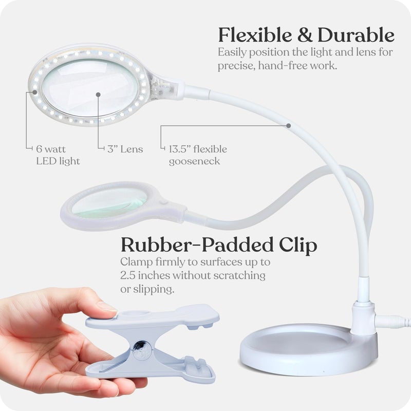 Brightech LightView Pro Flex 2 in 1 Magnifying Desk Lamp, 2.25x Light Magnifier, Adjustable Magnifying Glass with Light for Crafts, Reading, Close Work - Image 5