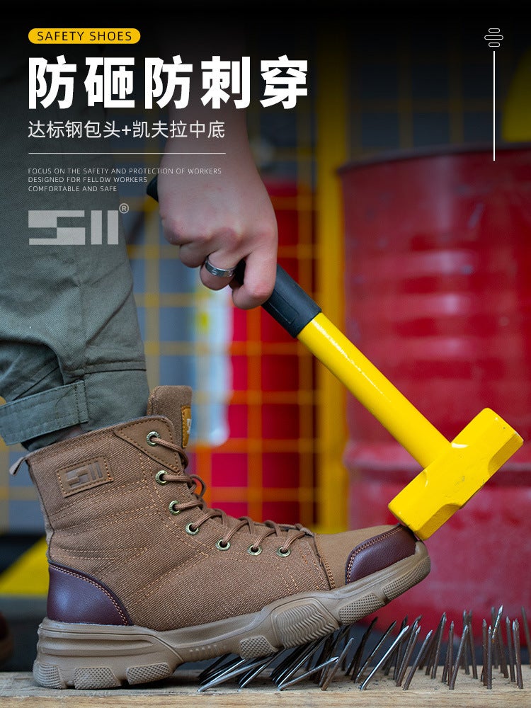 Large-Size High-Top Labor Protection Shoes For Men And Women Anti-Smashing And Anti-Piercing Work Shoes Shock-Absorbing Safety Work Shoes Labor Protection Shoes - Image 5