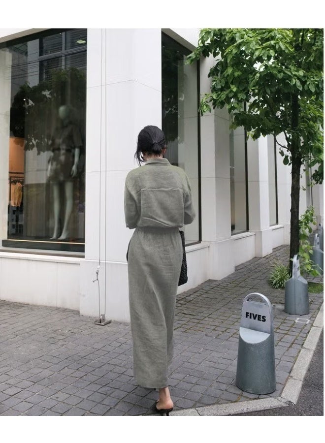 Barbora Olive Drawstring Dress - Image 2