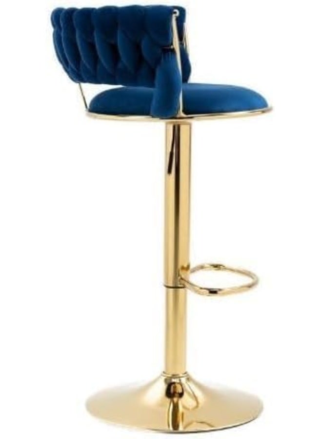 Generic SUPAAR Bar Stool Chair Dining Room Chairs Living Room Adjustable 360° Rotating Gold Metal High Stool With Backrest For Cafes. Velvet Bar Stool Chair Metal Leg. (blue 1 pcs) - Image 4