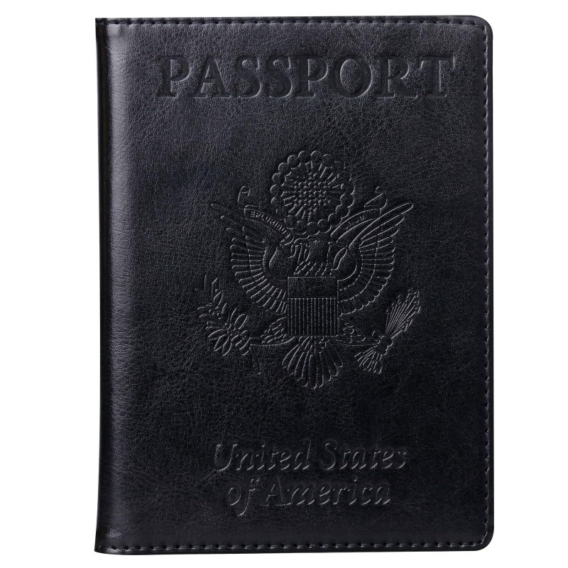 TIGARI Passport Holder for Travel Women Men, PU Leather Passport Wallet Cover Case Sleeve, Waterproof Protected Document Organizer, Family Vacation Plane Cruise Travel Essentials-Black - Image 1