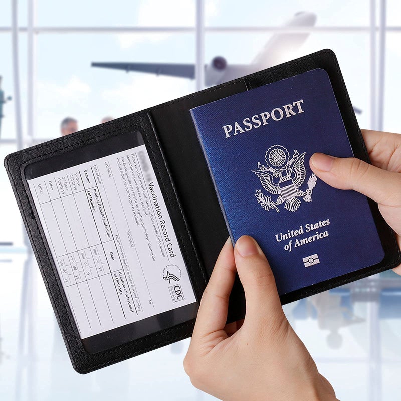 TIGARI Passport Holder for Travel Women Men, PU Leather Passport Wallet Cover Case Sleeve, Waterproof Protected Document Organizer, Family Vacation Plane Cruise Travel Essentials-Black - Image 5