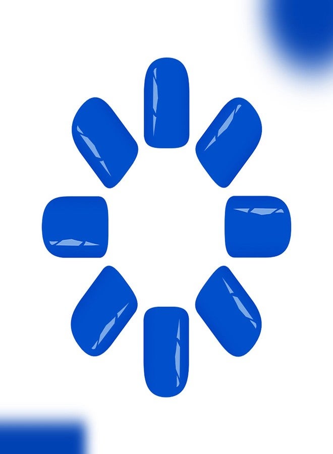 KKUUOO Press on Nails Short, Klein Blue Solid Color Square Fake Nails 24Pcs 10 Sizes, Reusable Glossy Stick on Nails with Jelly Adhesive Tabs Manicure Tools for Daily Wear - Image 3