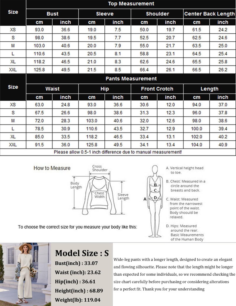 Ekouaer Lounge Set for Women Travel Outfits 2 Piece Sets Short Sleeve Sweater Top Wide Leg Long Pants Loungewear Brown S - Image 4