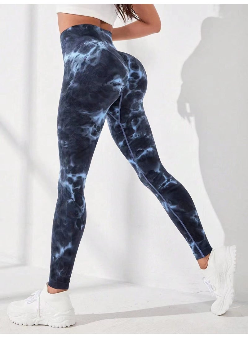 NIBEMINENT Seamless Tie-Dye High-Waisted Yoga Pants - Butt-Lifting Workout Leggings for Women, Squat-Proof Gym Running Tights with Tummy Control - Image 1