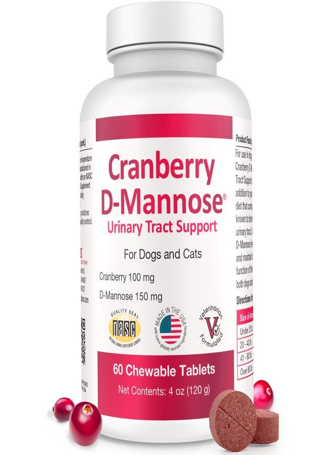 Pet Health Solutions Cranberry D-Mannose Urinary Tract Supplement for Dogs & Cats - Bladder & UTI Health Support - Cranberry Extract, D-Mannose & Vitamin C-Promotes Urinary Wellness & Kidney Function - 60 Chewable Tablets - Image 1