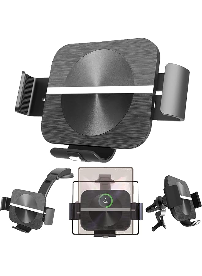 Excefore Fast Wireless Car Charger With Dual Coils For Z Fold 4/3-15W Smart Qi Car Mount For Air Vent And Dashboard, Compatible With Galaxy Z Fold 4/3/2 And Iphone 14/13/S22 Ultra/S21  - Image 1
