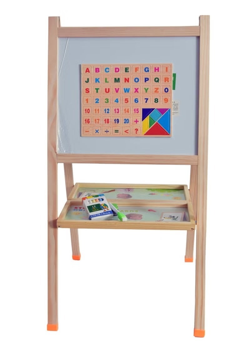 صندوق العاب حامل لوح أبيض خشبي محمول متعدد الوظائف مزدوج الجوانب للرسم للأطفال - كبير - Image 1