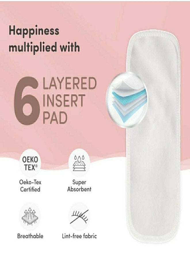 Miracle Moms حفاضات قماشية قابلة لإعادة الاستخدام للأطفال من Miracle Moms + حشوات / حفاضات قابلة للغسل للأطفال من عمر 0-3 سنوات / حشوات بيضاء (متعددة الألوان، مقاس واحد، قطعتان) - Image 5