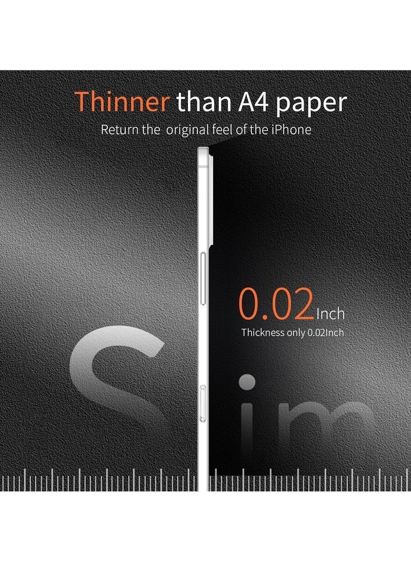 BLUMENIT NEW Dataroad for iPhone 16 Pro Max Slim Case, 0.2mm Fit [Paper-Thin] Lightweight Matte Finish PP Back Protection, Anti-Fingerprints & Yellowing, Compatible with iPhone 16 Pro Max 6.9-Inch - Transparent White - Image 2