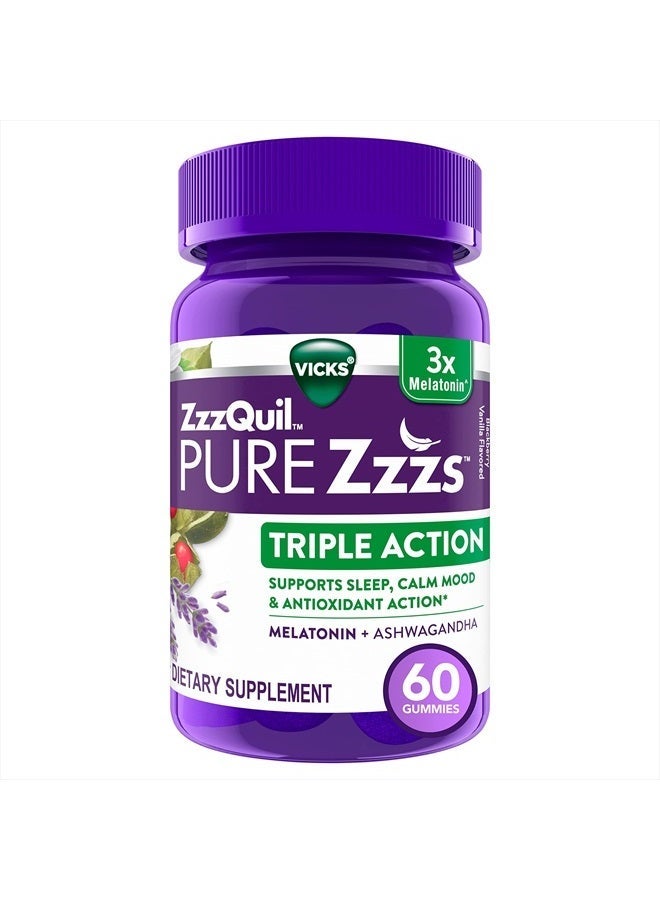 ZzzQuil ز ز ز كويل PURE ز ز ز ثلاثي العمل ميلاتونين + أشواغاندا 60 جيمي - Image 2