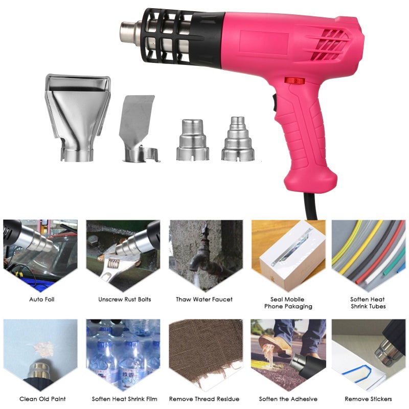 Hot Air Machine 1600-2000W Hot Air Heating Machine Kit with Dual Temperature Setting (122℉~1012℉) Fast Heating Tool with 4 Nozzles for Crafts Shrink Tubing Wrapping Stripping Paint Epoxy Resin - Image 4