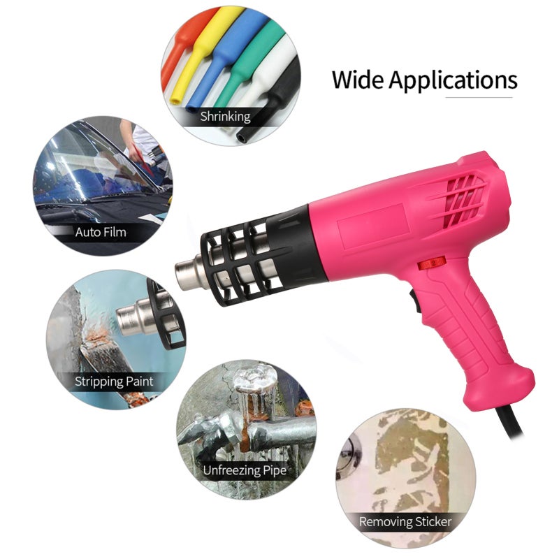 Hot Air Machine 1600-2000W Hot Air Heating Machine Kit with Dual Temperature Setting (122℉~1012℉) Fast Heating Tool with 4 Nozzles for Crafts Shrink Tubing Wrapping Stripping Paint Epoxy Resin - Image 2