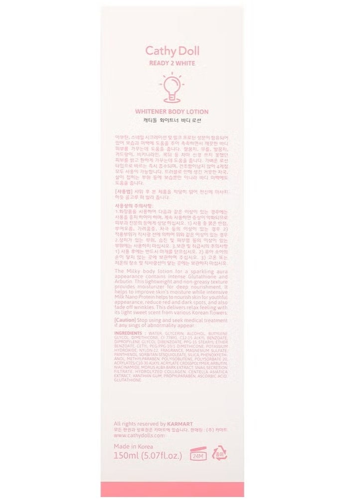 Cathy Doll Cathy Doll Ready 2 White Whitener Body Lotion | Glutathione + Arbutin + Milk Protein | Brightening & Moisturizing Formula – 150ml  - Image 2
