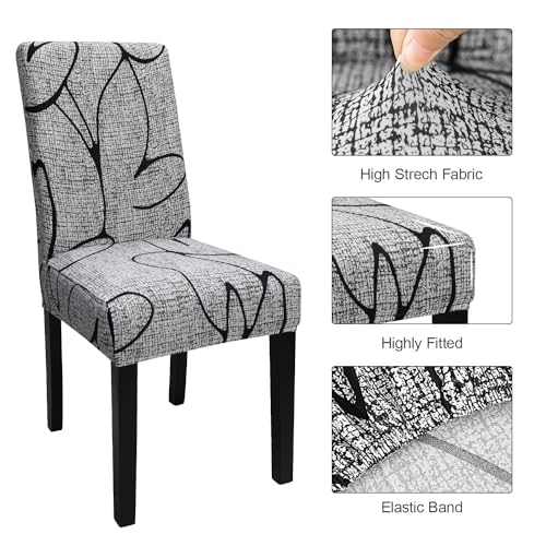 Keyroal Dining Room Chair Covers Set of 6, Stretch Printed Parsons Chair Slipcovers Spandex Removable Washable Kitchen Chair Protector Cover for Dining Room, Hotel, Ceremony - Image 4