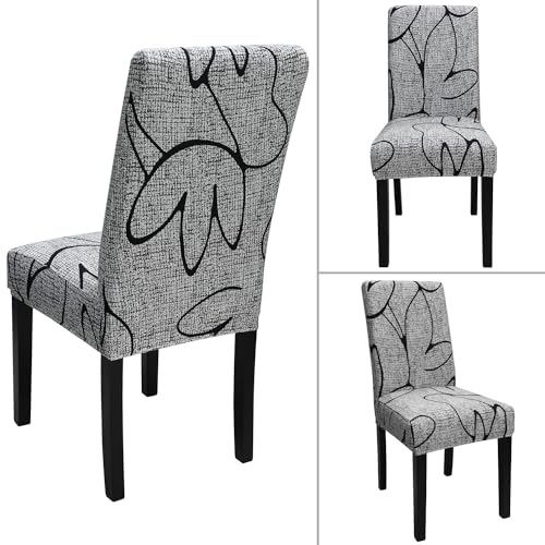 Keyroal Dining Room Chair Covers Set of 6, Stretch Printed Parsons Chair Slipcovers Spandex Removable Washable Kitchen Chair Protector Cover for Dining Room, Hotel, Ceremony - Image 3