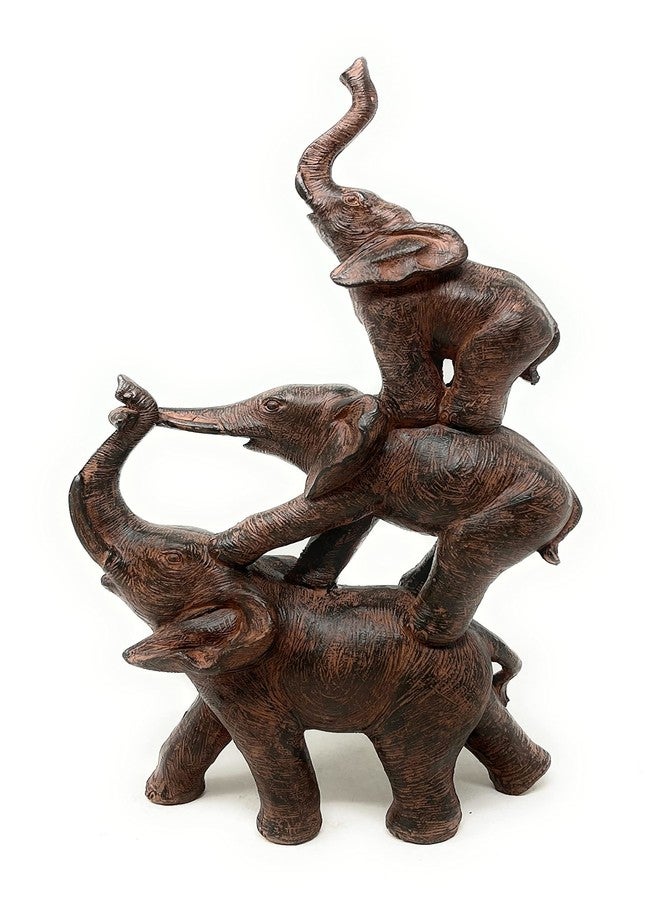 Nature's Mark 3 Stacked Elephants Resin Statue Figurine Home Decorative Accent Décor (11.4" H) - Image 2