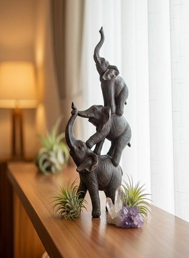 Nature's Mark 3 Stacked Elephants Resin Statue Figurine Home Decorative Accent Décor (11.4" H) - Image 5