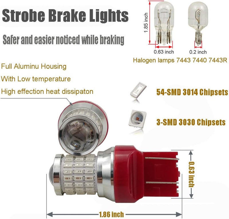 iBrightstar 7440 7443 T20 LED Brake Light Bulbs - Image 2