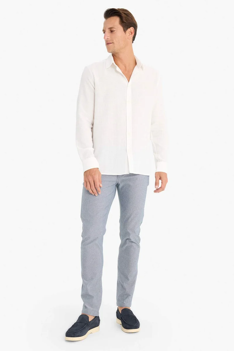 ديفاكتو Regular Fit Polo Collar Long Sleeve Shirt