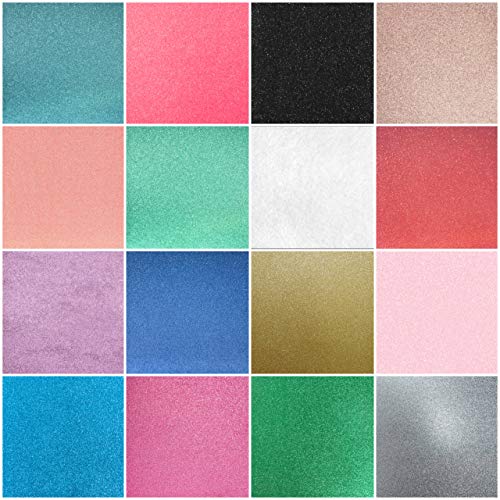 Crafasso 12" x 12" 300gms Heavy & Premium Glitter cardstock, 16 Sheets, 16 Colors - Image 1