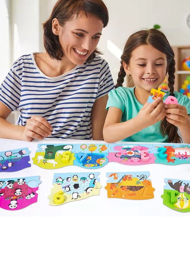 Baybee 2 in 1 Wooden Number Counting Puzzles for Kids, Montessori Learning board Toys with Animals, Jigsaw Puzzle, Numbers Puzzles Early Educational Puzzle Toys for Kids 2+Years Boys Girls (Numbers) - Image 3