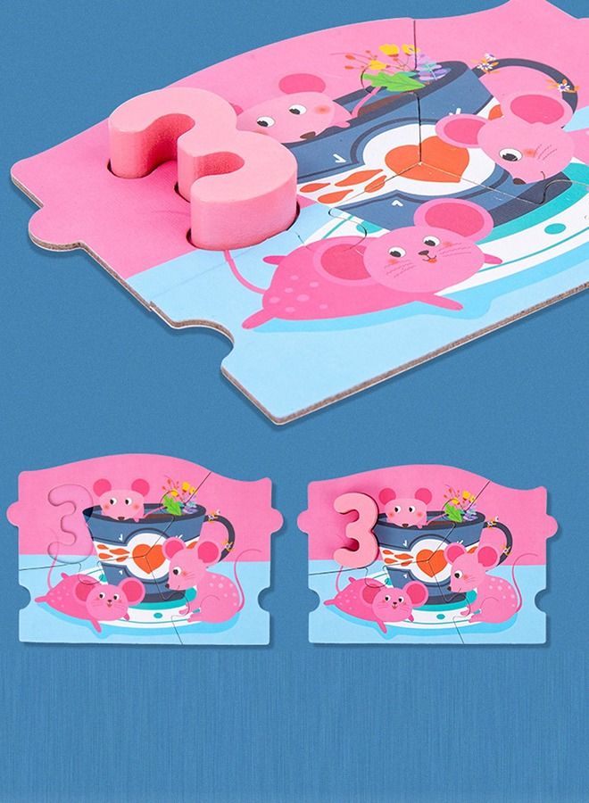 Baybee 2 in 1 Wooden Number Counting Puzzles for Kids, Montessori Learning board Toys with Animals, Jigsaw Puzzle, Numbers Puzzles Early Educational Puzzle Toys for Kids 2+Years Boys Girls (Numbers) - Image 4