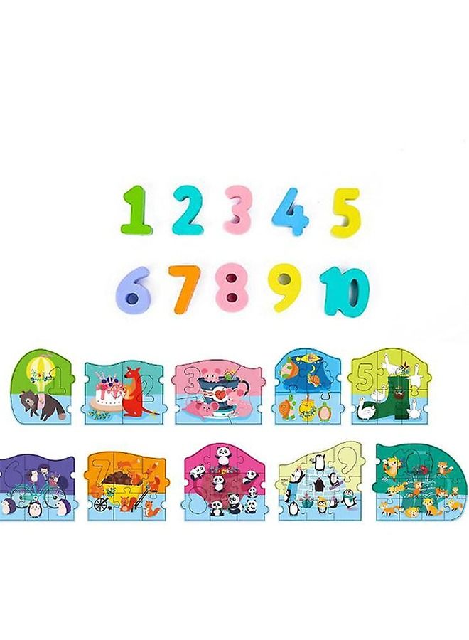 Baybee 2 in 1 Wooden Number Counting Puzzles for Kids, Montessori Learning board Toys with Animals, Jigsaw Puzzle, Numbers Puzzles Early Educational Puzzle Toys for Kids 2+Years Boys Girls (Numbers) - Image 5
