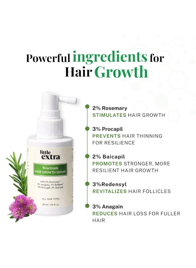 little extra Reactivate Hair Growth Serum With 2% Rosemary, Anagain, Redensyl, Procapil And Baicapil, 30Ml Bottle, For All Hair Types, 100 Grams - Image 2