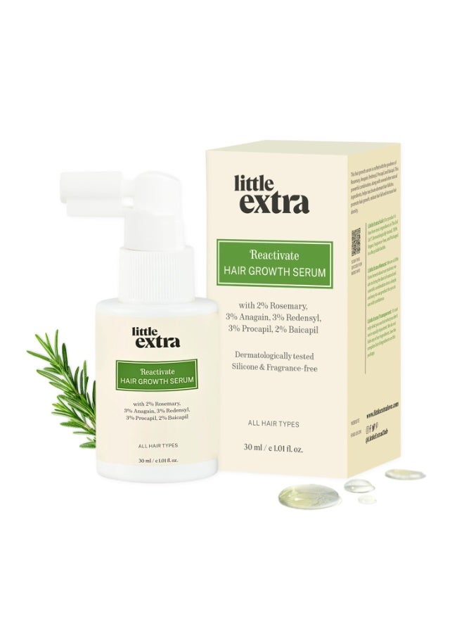 little extra Reactivate Hair Growth Serum With 2% Rosemary, Anagain, Redensyl, Procapil And Baicapil, 30Ml Bottle, For All Hair Types, 100 Grams - Image 1