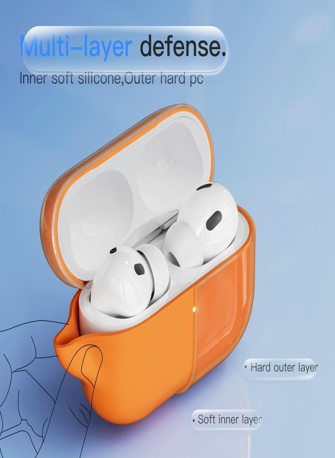 DamonLight Case for AirPods Pro 3 Never-Sretch-Out DamonLight Shock-Proof Protective Semi Hard Silicone Case Compatible with Apple Airpods Pro 3rd Generation (Orange) - Image 2