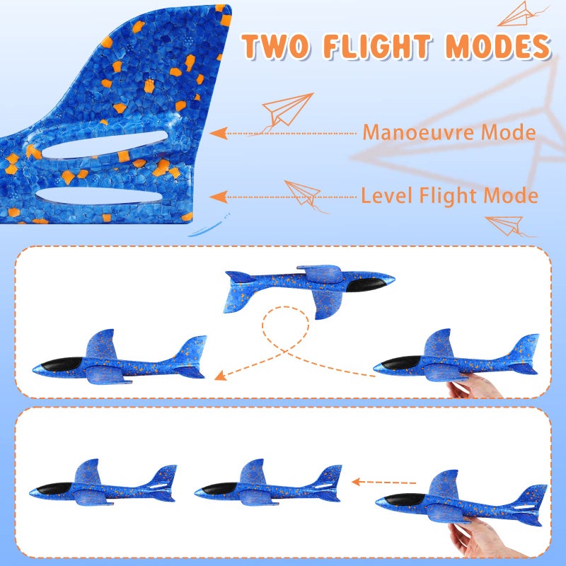 VCOSTORE 4 Pack Foam Airplanes,17.3" Large Throwing Foam Glider Plane,2 Flight Mode Flying Styrofoam Toys Gifts for Kids Boys Girls 3 4 5 6 7 8 9 10 11 12 Years Old - Image 4