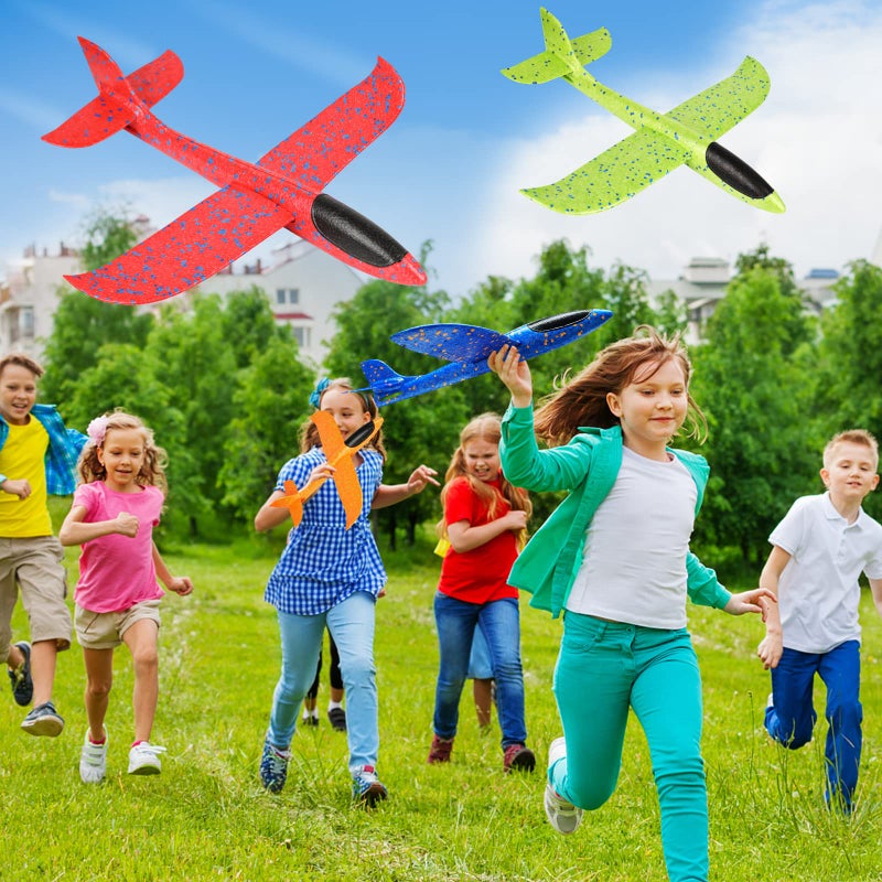 VCOSTORE 4 Pack Foam Airplanes,17.3" Large Throwing Foam Glider Plane,2 Flight Mode Flying Styrofoam Toys Gifts for Kids Boys Girls 3 4 5 6 7 8 9 10 11 12 Years Old - Image 2