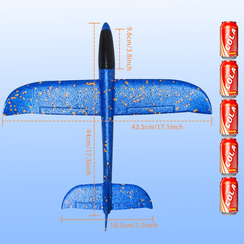 VCOSTORE 4 Pack Foam Airplanes,17.3" Large Throwing Foam Glider Plane,2 Flight Mode Flying Styrofoam Toys Gifts for Kids Boys Girls 3 4 5 6 7 8 9 10 11 12 Years Old - Image 5