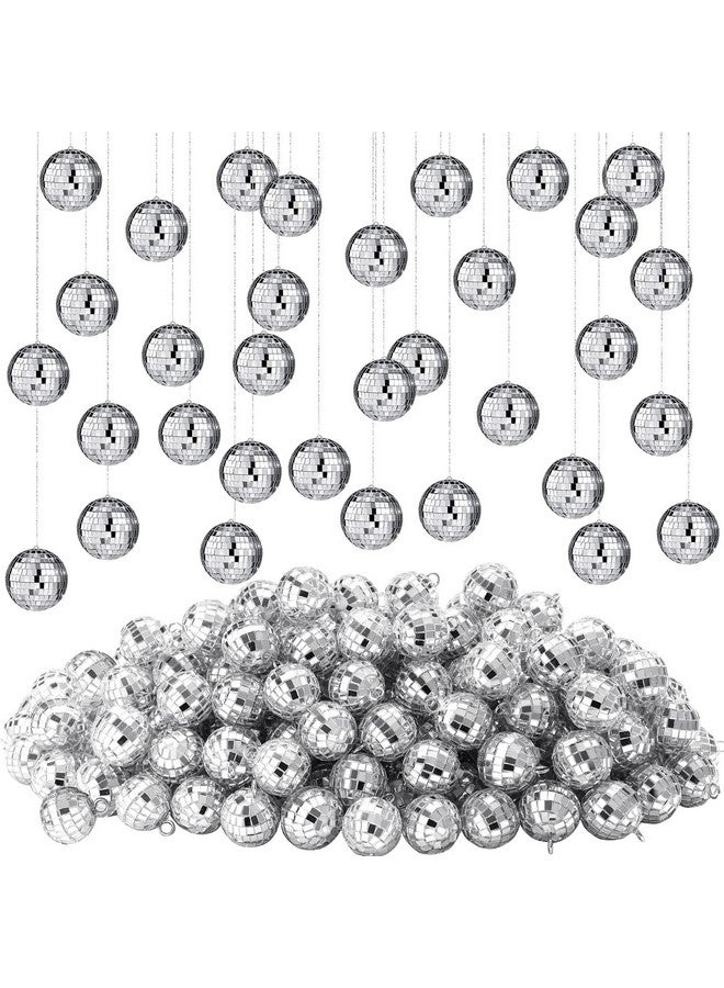 Hoolerry 200 Pcs 1.2 Inch Mirror Disco Balls Ornament Mardi Gras Mini Small Disco Ball Hanging Decorations Reflective Ball for 70s Disco Themed Party Christmas Tree Birthday Wedding (Silver)