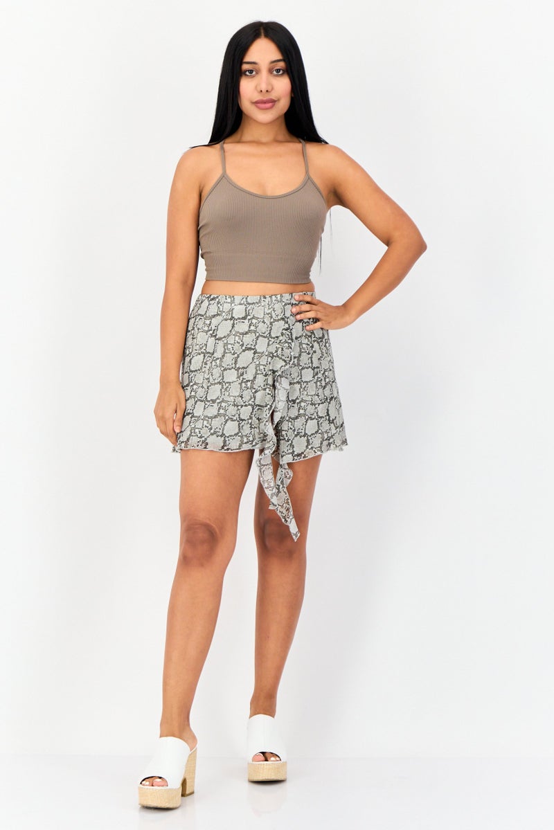 Weekday Women Animal Pattern Mini Skirts, Grey - Image 2