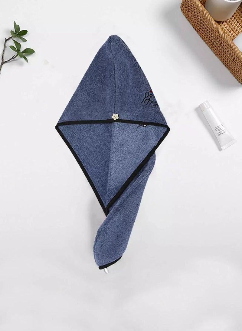 1pc Heart Embroidery Hair Drying Cap - Image 2