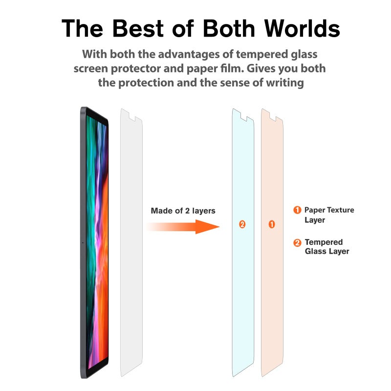 KCT Paperfeel Glass Screen Protector Compatible with iPad Pro 11 inch (2022&2021&2020&2018) / iPad Air 5th/4th (10.9 inch, 2022/2020) Draw as Paper, Anti Glare, EZ Kit - Image 3